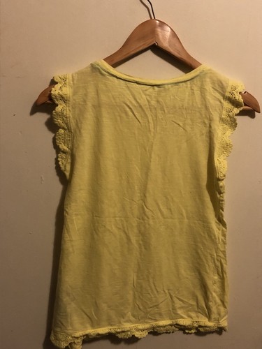 Tommy Hilfiger Women Size Extra Small Top Yellow Round Neck Fitted Short Sleeve - Picture 10 of 12