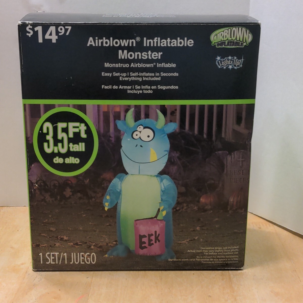 3.5ft Tall NOS GEMMY Halloween Inflatable 3-Eyed Monster Airblown Decoration