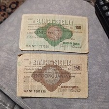 mini assegni BANCO DI SICILIA DA 100 E 150 LIRE 1976-1977