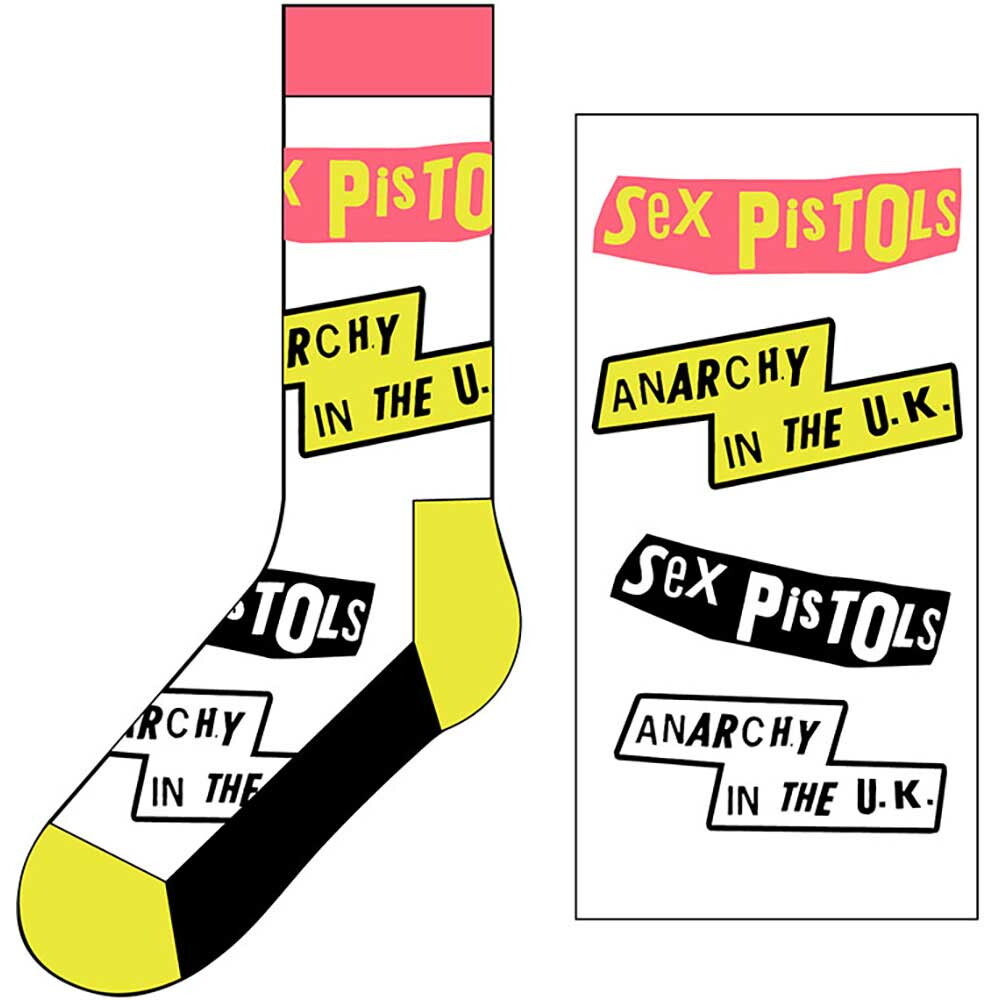 Sex Pistols 'Anarchy In The UK' Socks (One Size = UK 7-11) - NUOVO E UFFICIALE!