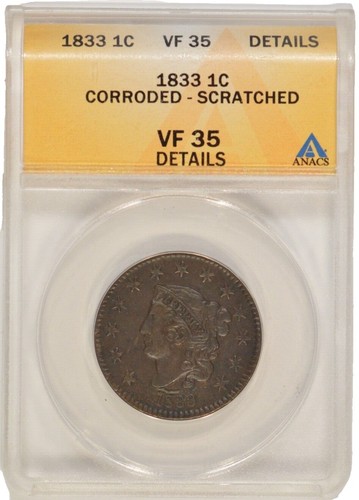 みーページ 1833 LARGE CENT - VG - SEE PICS! - (X1492) | eBay