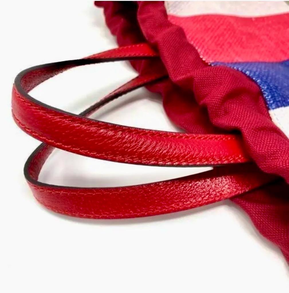 Gucci Logo Drawstring Backpack Striped Canvas Lar… - image 10