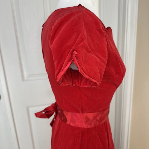 Fit N Flare Dress Velvet Satin Trim Cocktail Holiday Party Christmas Sz S Vtg - Picture 15 of 16