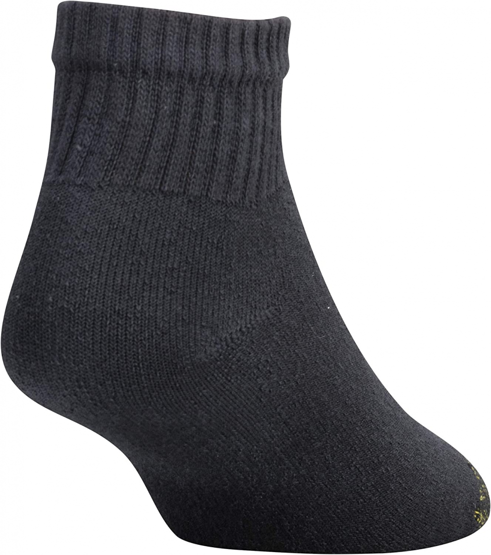 Gold Toe Men's 656p Cotton Quarter Athletic Socks, One Size, Black (6