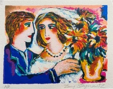 Zamy Steynovitz Newlyweds with Bouquet Hand Signed Limited Serigraph on Paper