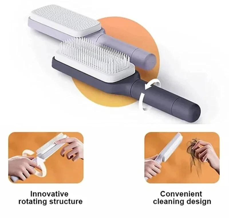 Self-Cleaning Hairbrush Rotating Retractable Anti-Static Massage Comb,NEW - Bild 3 von 4