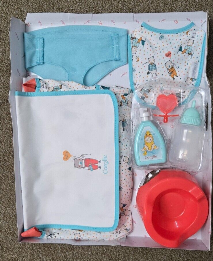 Corolle Doll Acc. Diaper Bag Pacifier Bottle Bib Potty New Open DAMAGED BOX READ