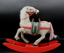 Vintage Hand Carved Wooden Carousal Style Rocking Horse