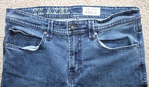 TK Axel Mens 36x32 Jeans Slim Boot Cut Stretch Denim Med Wash Blue.. - Picture 5 of 10
