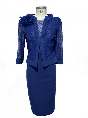 Abito vestito donna elegante cerimonia blu mamma sposa sposo musani 42 44 |  eBay