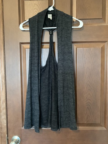 Junior's Vanity Sleeveless Vest Sweater Charcoal Black sz L - Picture 2 of 3