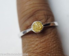 4.0mm Natural Yellow rough diamond ring, raw diamond Solitaire ring, 925 silver
