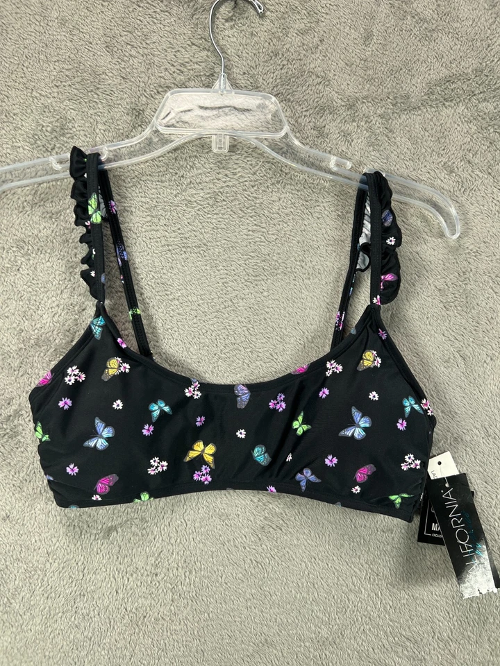 California Waves Womens Bikini Swimsuit 2 Piece Black Butterfly Size Large 12 - Image 2 of 4