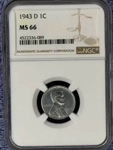 1943-D Steel Lincoln Cent MS66 NGC