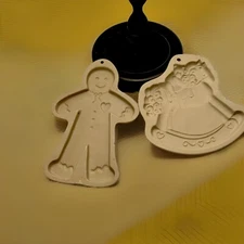 Stoneware Christmas Cookie Mold /Lot Of 2  By Brown Bag