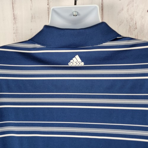 Polo de golf Adidas Wannamoisett grande manga corta ajuste a rayas azules - Imagen 5 de 7