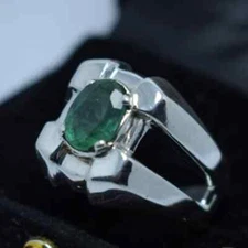 Men’s Swat Valley Emerald Ring | Rich Green Natural Emerald in 925  Silver