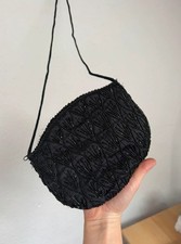 Damen Schultertasche halbkreis Spitze Stoff P...