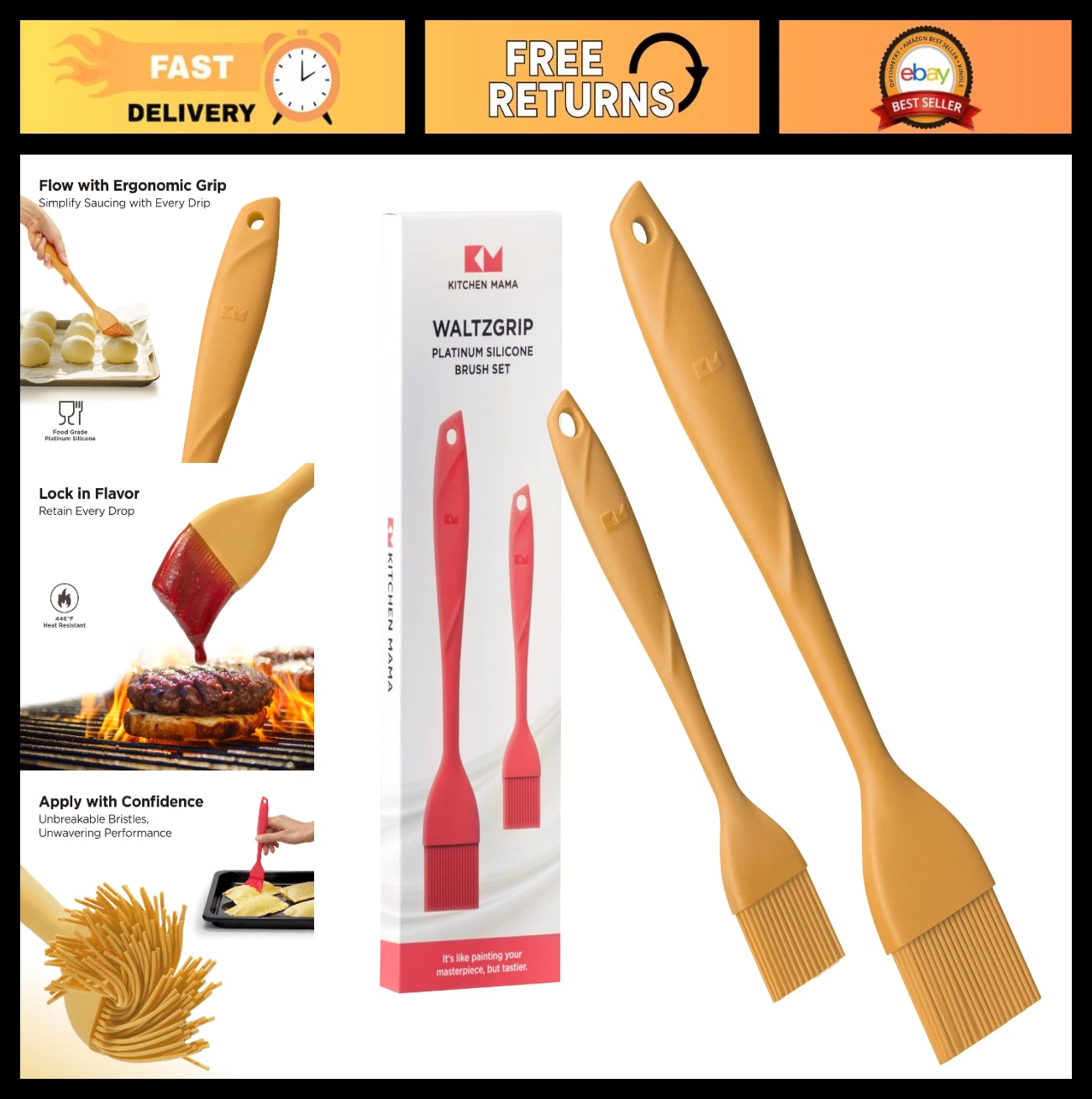 Set of 2 Heat-Resistant Silicone Basting Brushes for Cooking, Baking & Grilling
Opens in a new windo