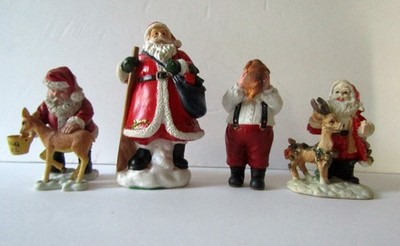 Mixed Lot Of 4 Small Christmas Santa Claus Figurines Resin Holiday Decor #1