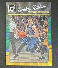 Ricky Rubio 2016-17 Donruss Green & Yellow Laser #127 - Minnesota Timberwolves