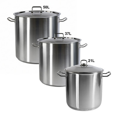 Gastronomie Edelstahl Induktion XXL Kochtopf mit Deckel   Auswahl 21/37/50 Liter