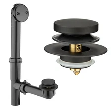 (1 Pack) 1-1/2" Matte Black Bathtub Tub Drain Kit Bath Waste Overflow Drain T...