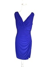 Lauren Ralph Lauren Dress 10 Sleeveless Sheath Ruched Surplice V-neck Purple