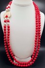 Vtg ‘80s Art Deco Style Enameled Gold Tone Clasp Red / White  Beaded Necklace — photo 2