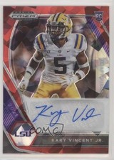 2021 Panini Prizm Draft Picks Red Ice Kary Vincent Jr #DPA-KVI Auto 0m68