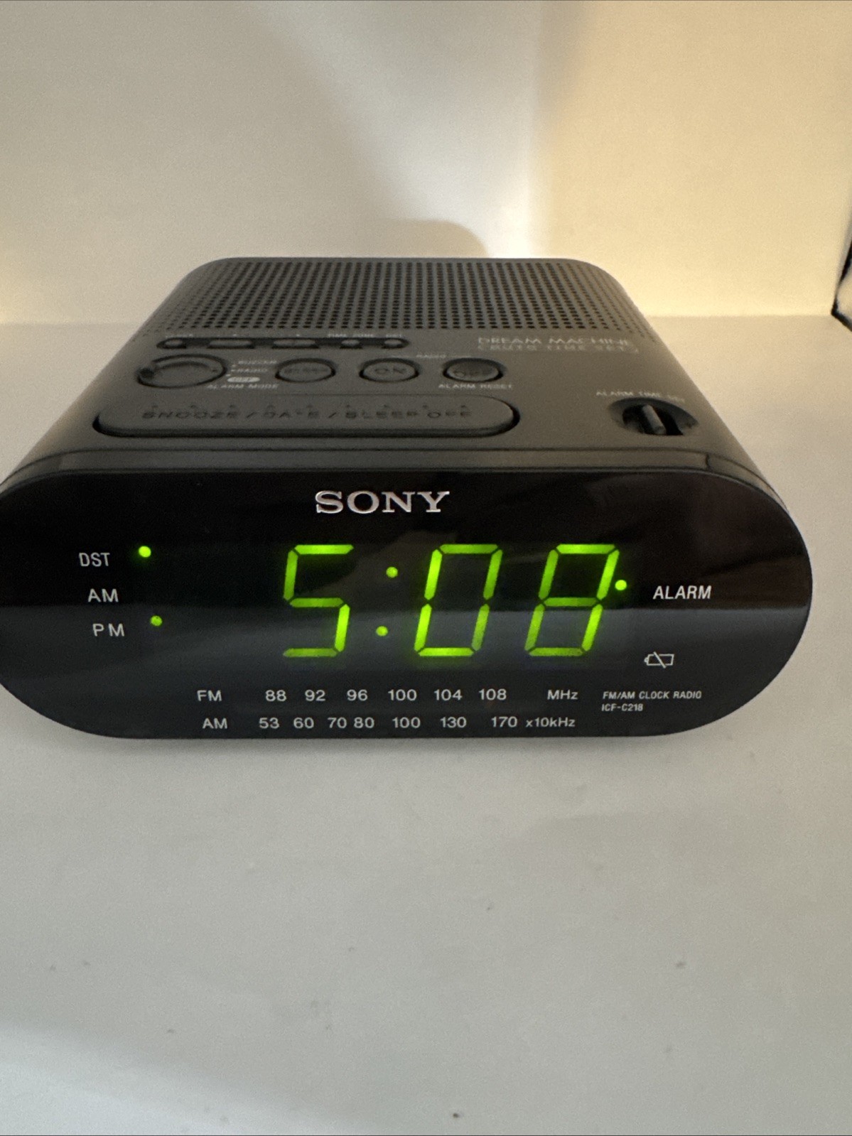 Sony Dream Machine Digital Alarm Clock AM FM Radio ICF-C218 Black TESTED WORKS