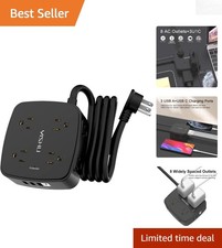 6 Ft Surge Protector Power Strip - 8 Widely Outlets with 4 USB Ports, 3 Side ...