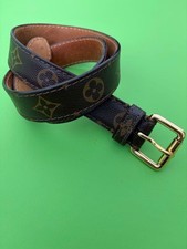 Louis Vuitton Authentic Monogram Ceinture Belt 80/32 Color Black Gold Buckle