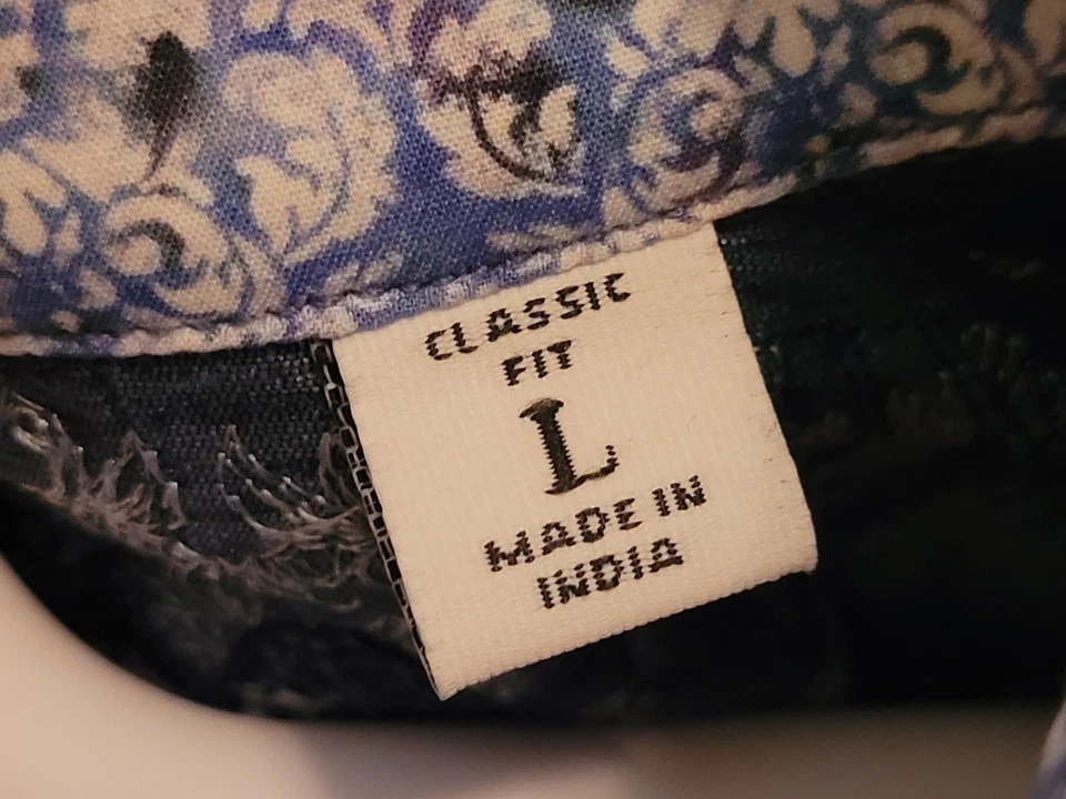 Camisa Robert Graham Para Hombre Grande Azul Floral Cachemira Puño Abatible Calce Clásico Foto 4 de 4