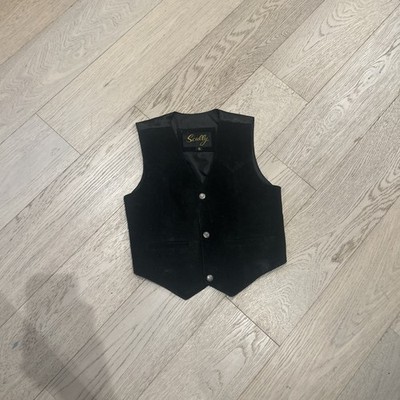 Scully Youth Small Black Leather Vest Western Rodeo 