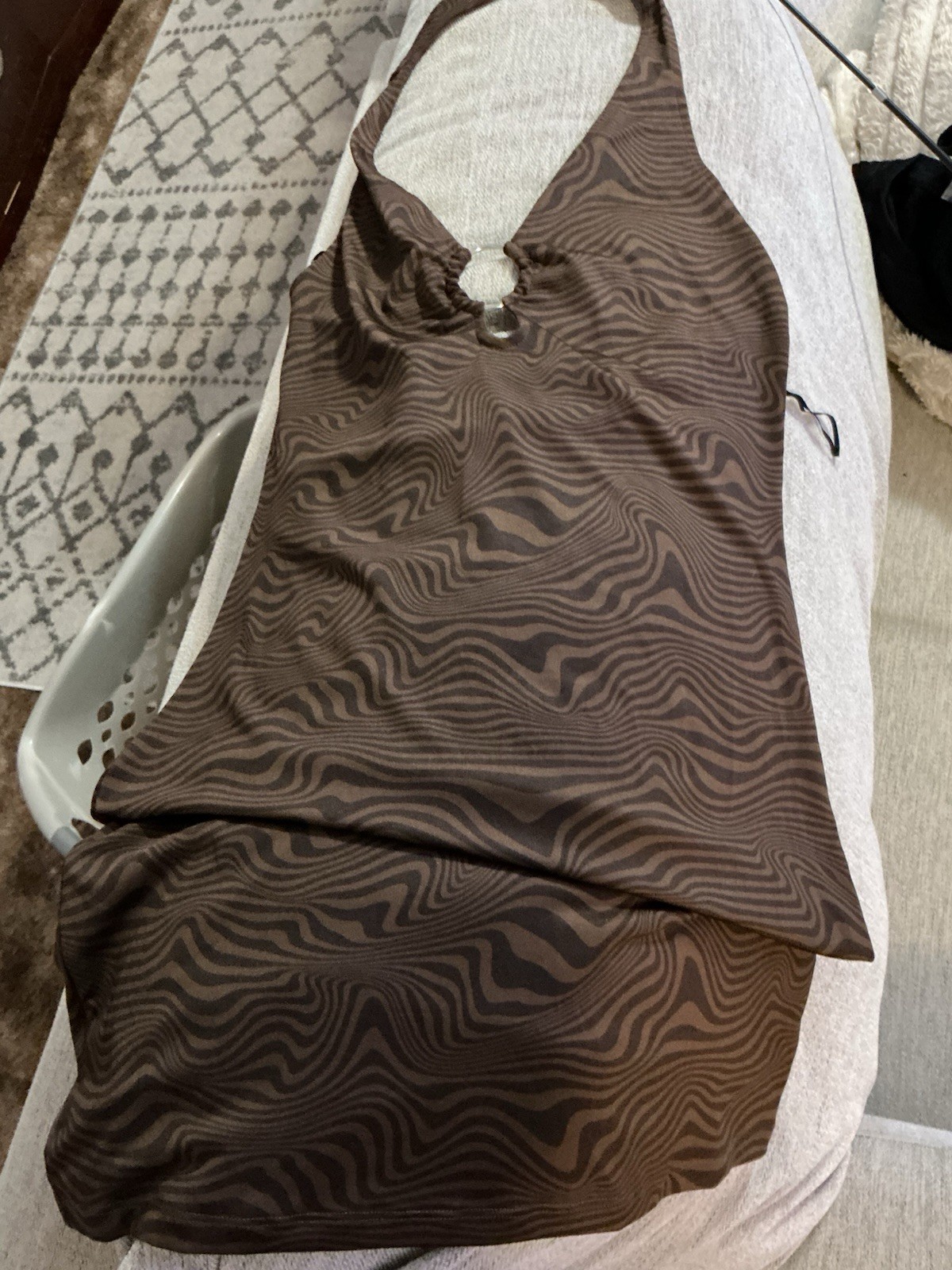 Cute Brown Halter Neck Summer Dress