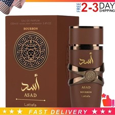 Lattafa Asad Bourbon Eau de Parfum Spray for Men 3.4 Oz, Brand New Sealed