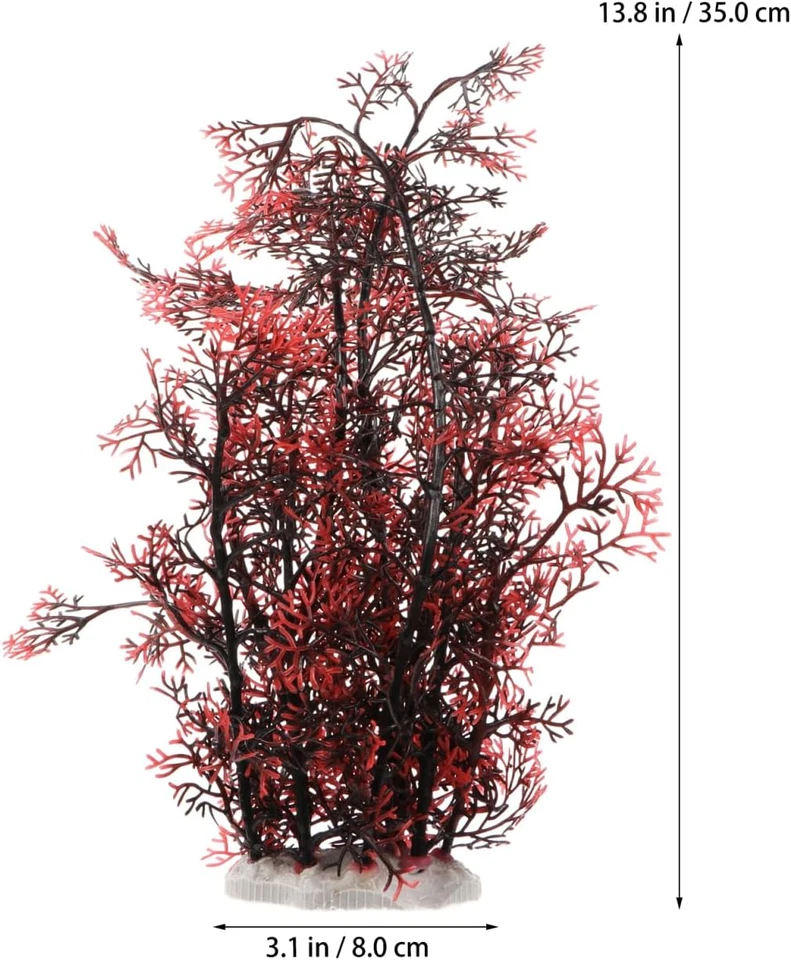 Planta de plástico para decoración de acuario de 2 piezas, árbol de coral rojo para decoración de peceras, arte Foto 4 de 4