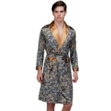 ZUEVI Men's Long Sleeve Satin Kimono Robe Dragon Lightweight Bathrobe Pajamas...