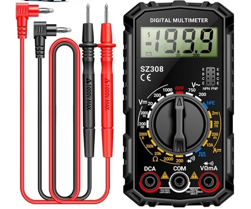 Digital Multimeter LCD Voltmeter Ammeter Ohmmeter Volt AC DC Tester Leads Meter