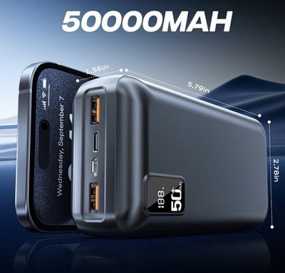 50, 000 Mah Power Bank with 22.5W USB, Portable External Battery Charger