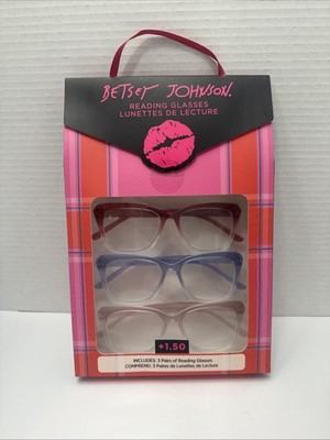 BETSEY JOHNSON 3 PACK PREMIUM READING GLASSES READERS +1.50