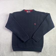 VTG Chaps Ralph Lauren Hand Framed Blue Knit Long Sleeve Sweater Men's Medium