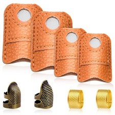 8 Pcs Hand-Working Sewing Thimble, Adjustable Metal Finger Protectors for Sew...