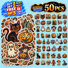 50pcs Vintage Halloween Stickers Retro Pumpkin Ghost Skull Witch Vinyl Decals 50pcs Vintage Halloween Stickers Retro Pumpkin Ghost Skull Witch Vinyl Decals