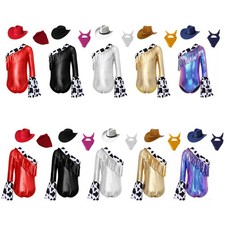 Kids Girls Set Fringed Outfit Press Buttons Costume Crotch Cowgirl Gymnastics