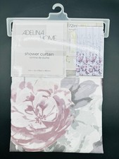Adelina Home Shower Curtain Floral Gray Lavender 72x72 in Elegant Bathroom