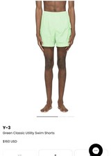 Y-3 Adidas & Yohji Yamamoto Men’s Light Greens Swim Trunks Shorts, Size L