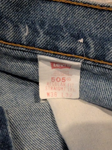 Levi's 505 Jeans STRAIGHT Regular Fit 36 x 32 MADE IN USA 1995 Distressed Orange - Picture 7 of 7