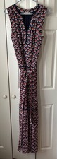 Tory Burch Women long Dress Silk V-Neck Sleeveless with belt Size 10